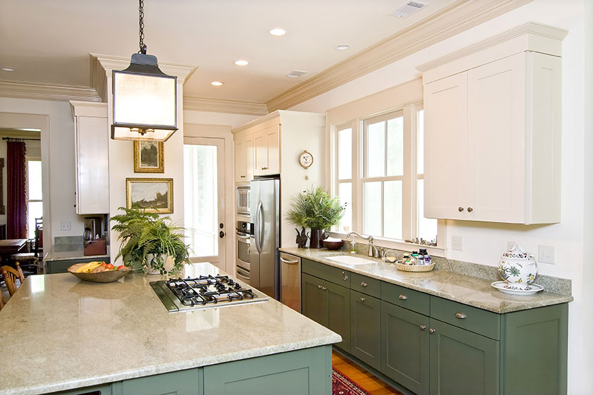 granite countertops green cabinets - Long Island Long Island